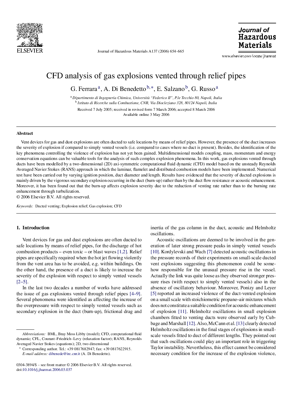 CFD analysis of gas explosions vented through relief pipes