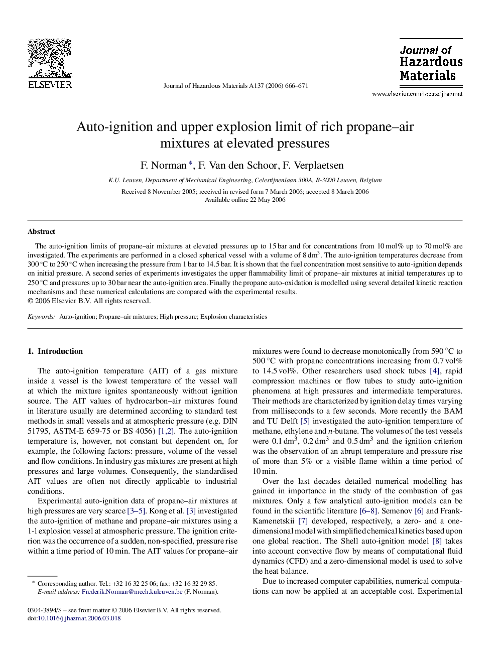 Auto-ignition and upper explosion limit of rich propane-air mixtures at elevated pressures