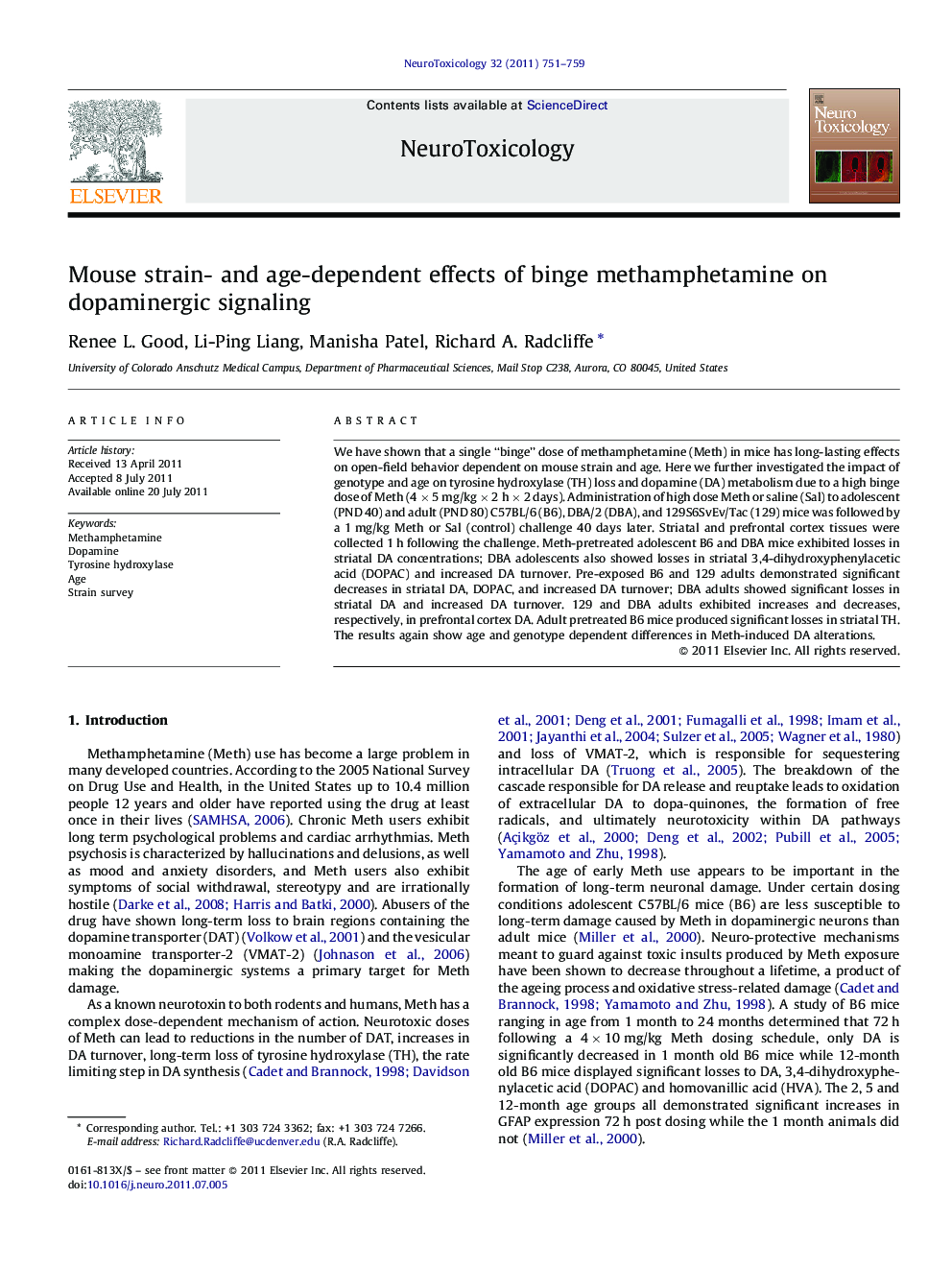 Mouse strain- and age-dependent effects of binge methamphetamine on dopaminergic signaling