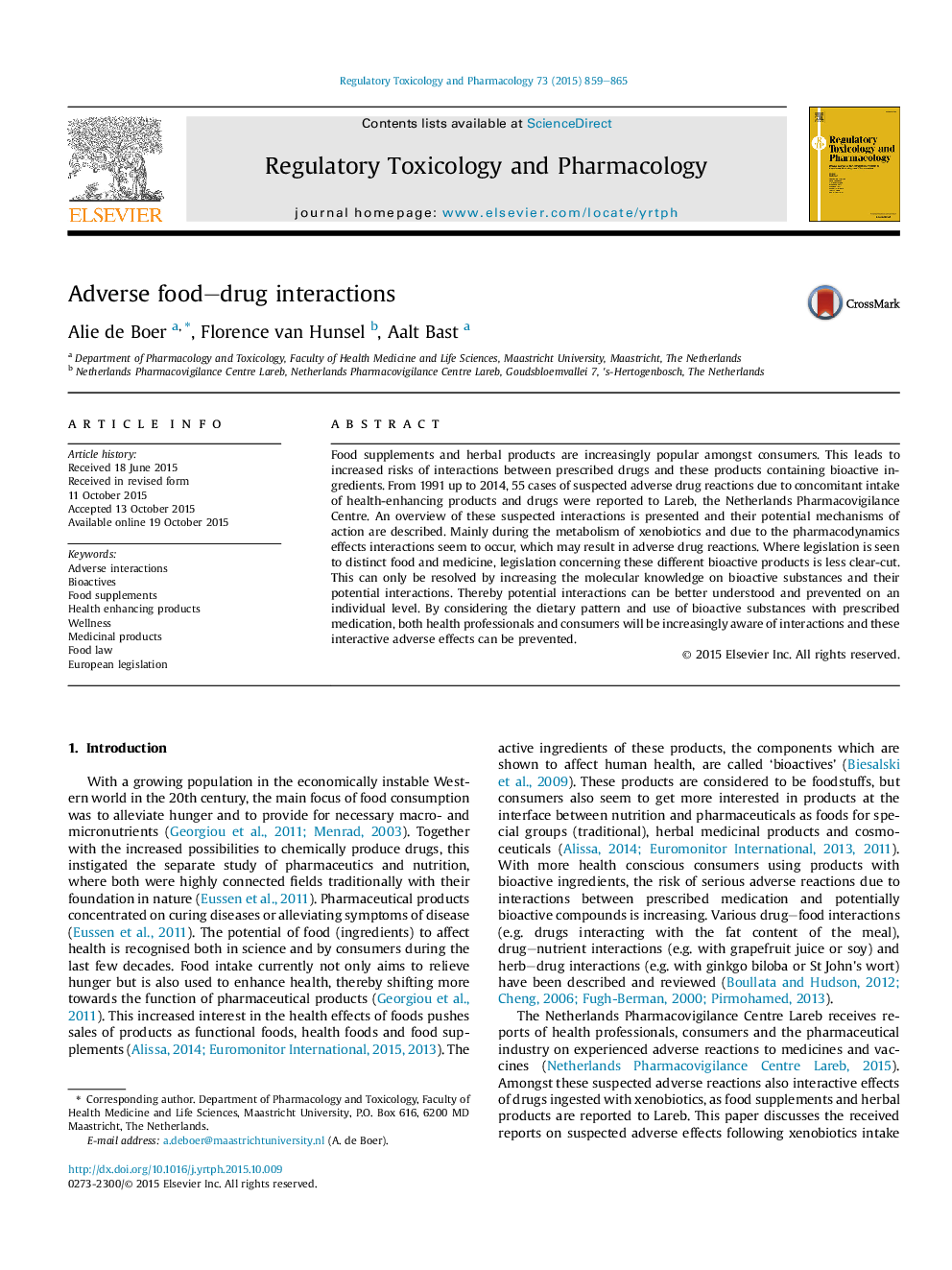 Adverse food-drug interactions