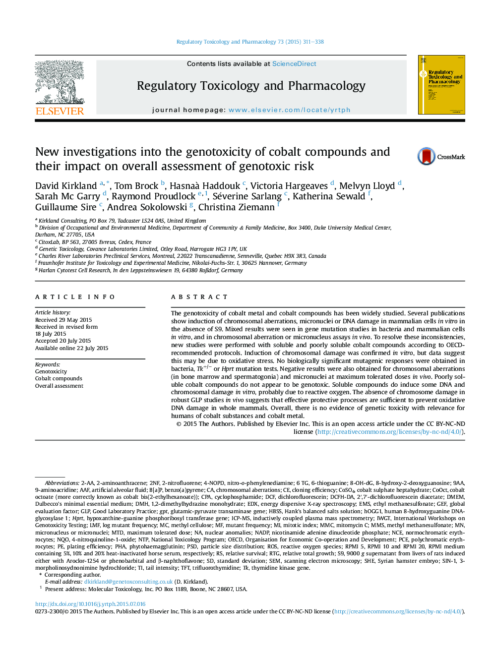 تحقیقات جدید در مورد ژن سمیت ترکیبات کبالت و تاثیر آنها بر ارزیابی کلی خطر ابتلا به ژنوتوکسیسم 