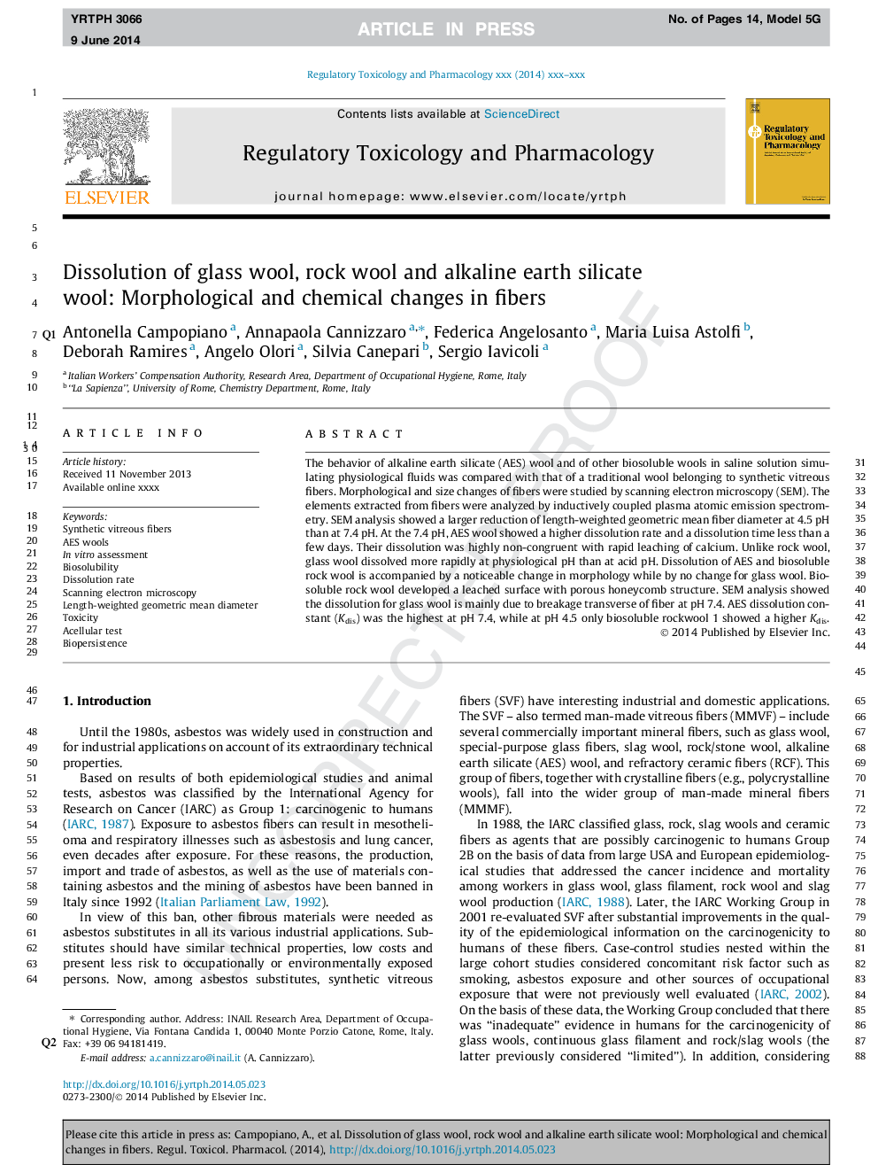 Dissolution of glass wool, rock wool and alkaline earth silicate wool: Morphological and chemical changes in fibers