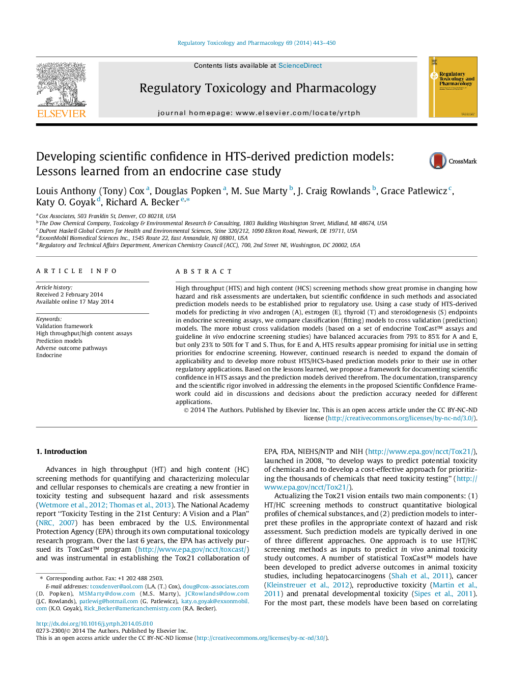 Developing scientific confidence in HTS-derived prediction models: Lessons learned from an endocrine case study