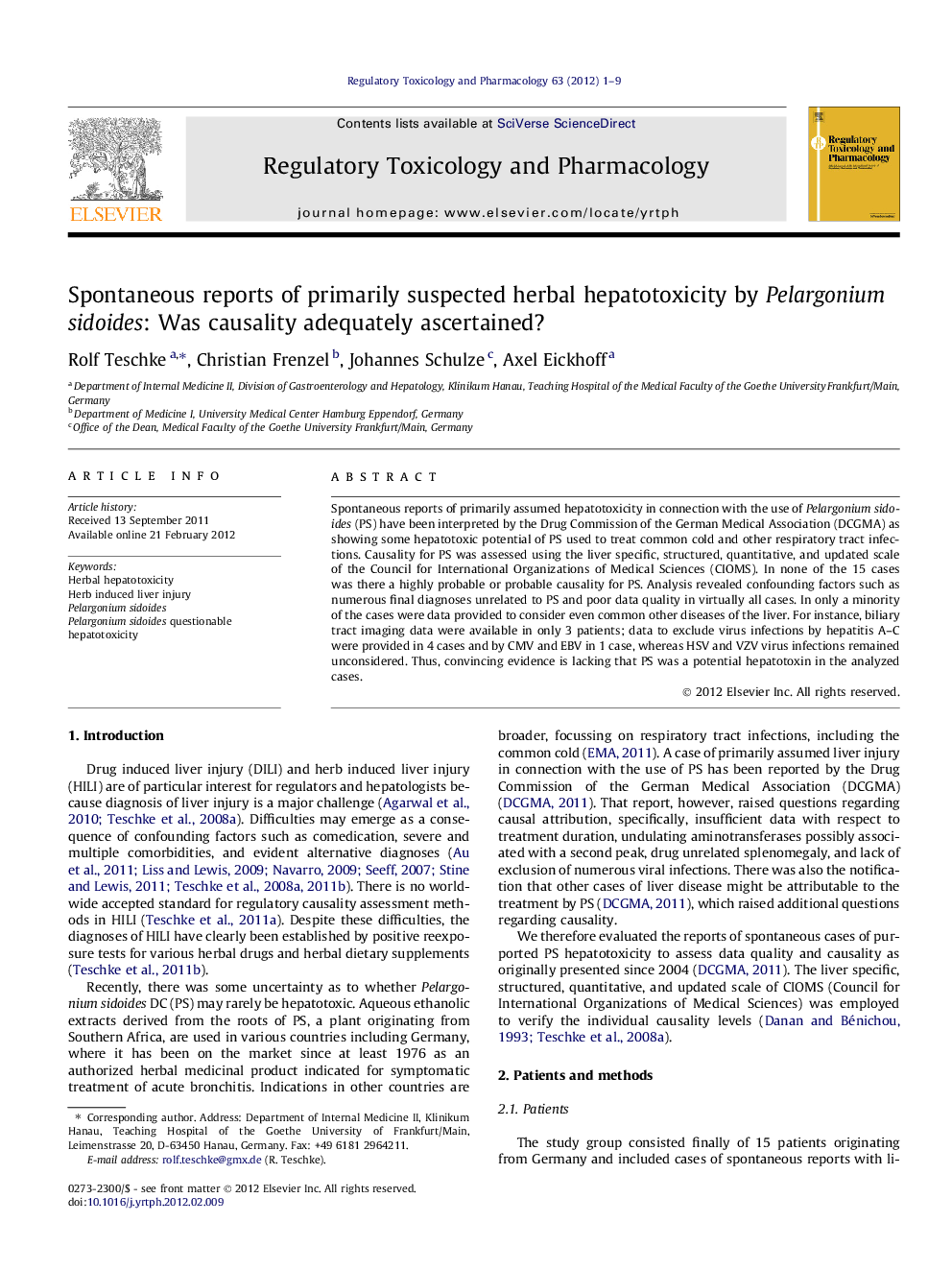 Spontaneous reports of primarily suspected herbal hepatotoxicity by Pelargonium sidoides: Was causality adequately ascertained?