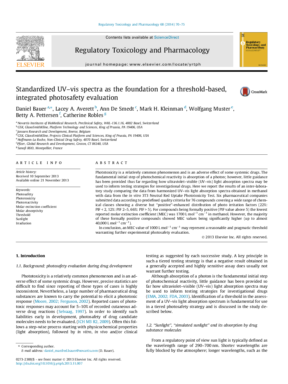 Standardized UV-vis spectra as the foundation for a threshold-based, integrated photosafety evaluation