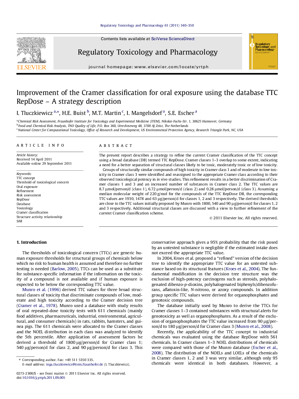 Improvement of the Cramer classification for oral exposure using the database TTC RepDose - A strategy description