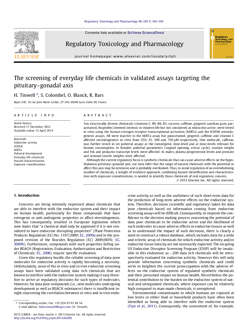 The screening of everyday life chemicals in validated assays targeting the pituitary-gonadal axis