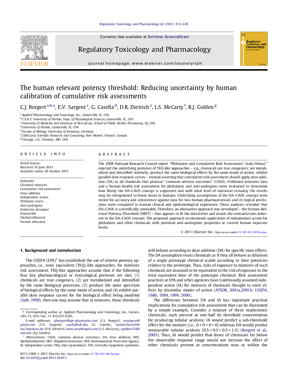 The human relevant potency threshold: Reducing uncertainty by human calibration of cumulative risk assessments