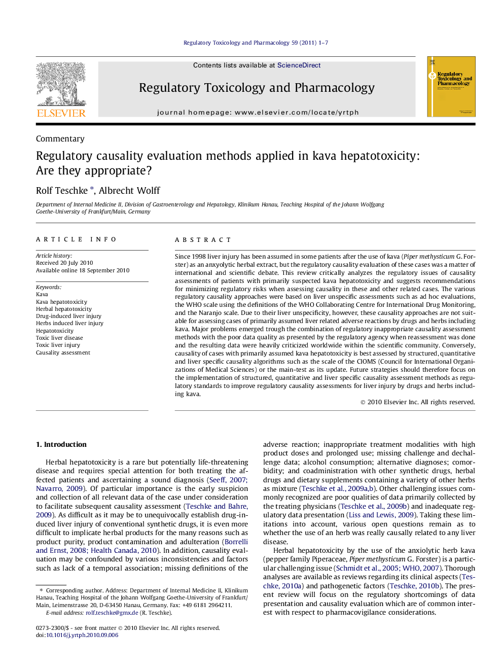 Regulatory causality evaluation methods applied in kava hepatotoxicity: Are they appropriate?