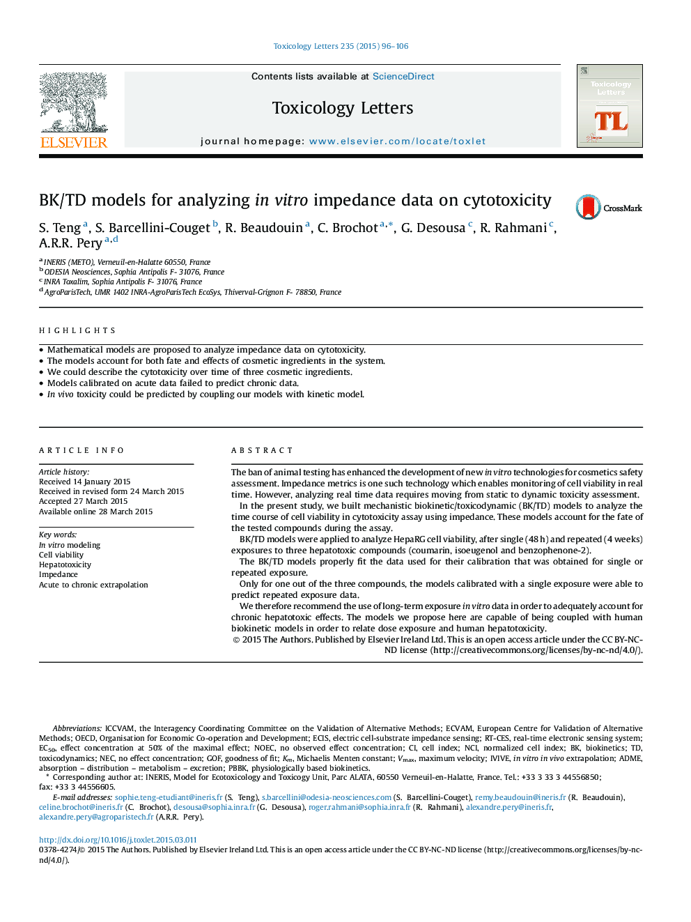 BK/TD models for analyzing in vitro impedance data on cytotoxicity