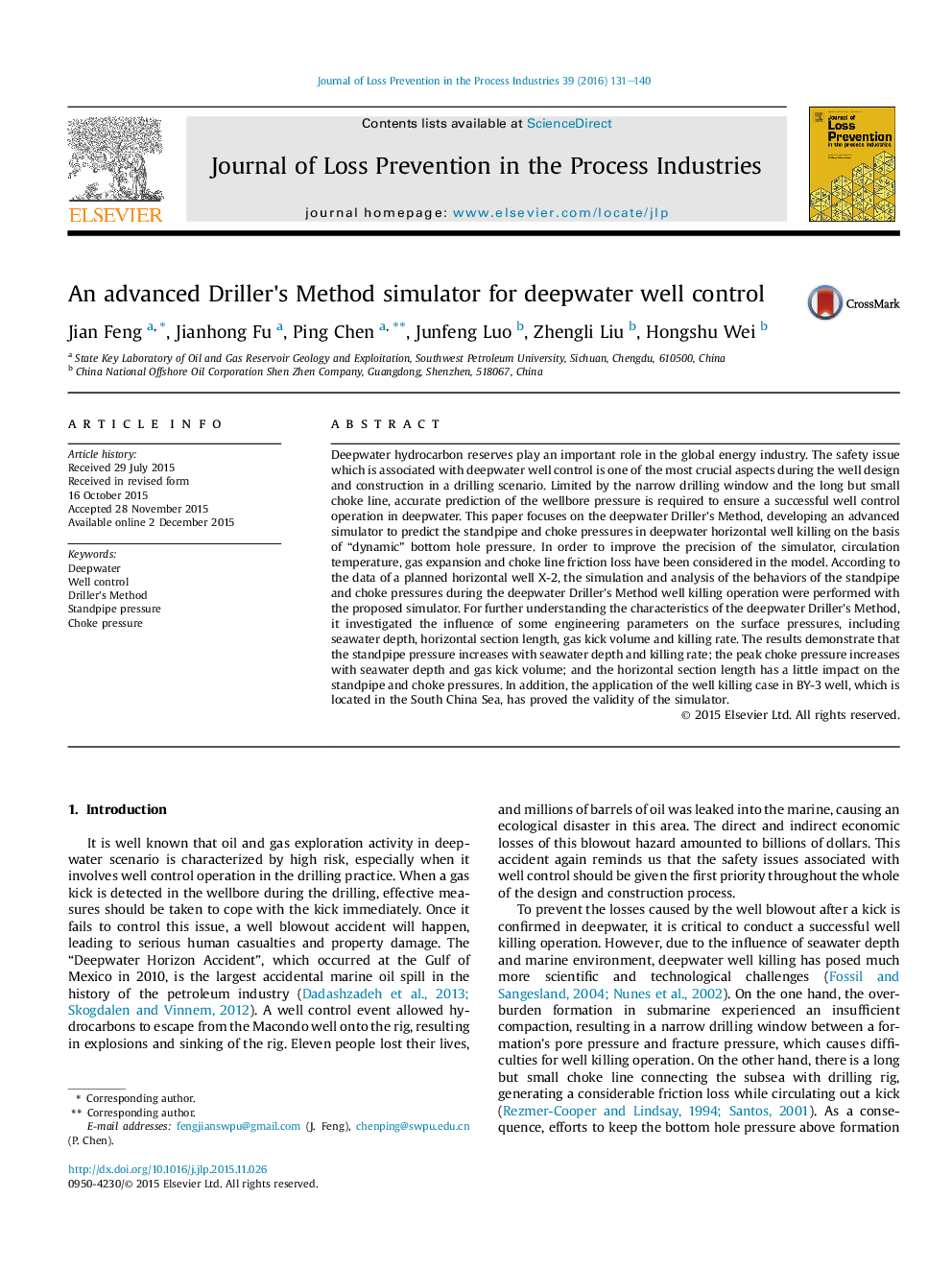 An advanced Driller's Method simulator for deepwater well control