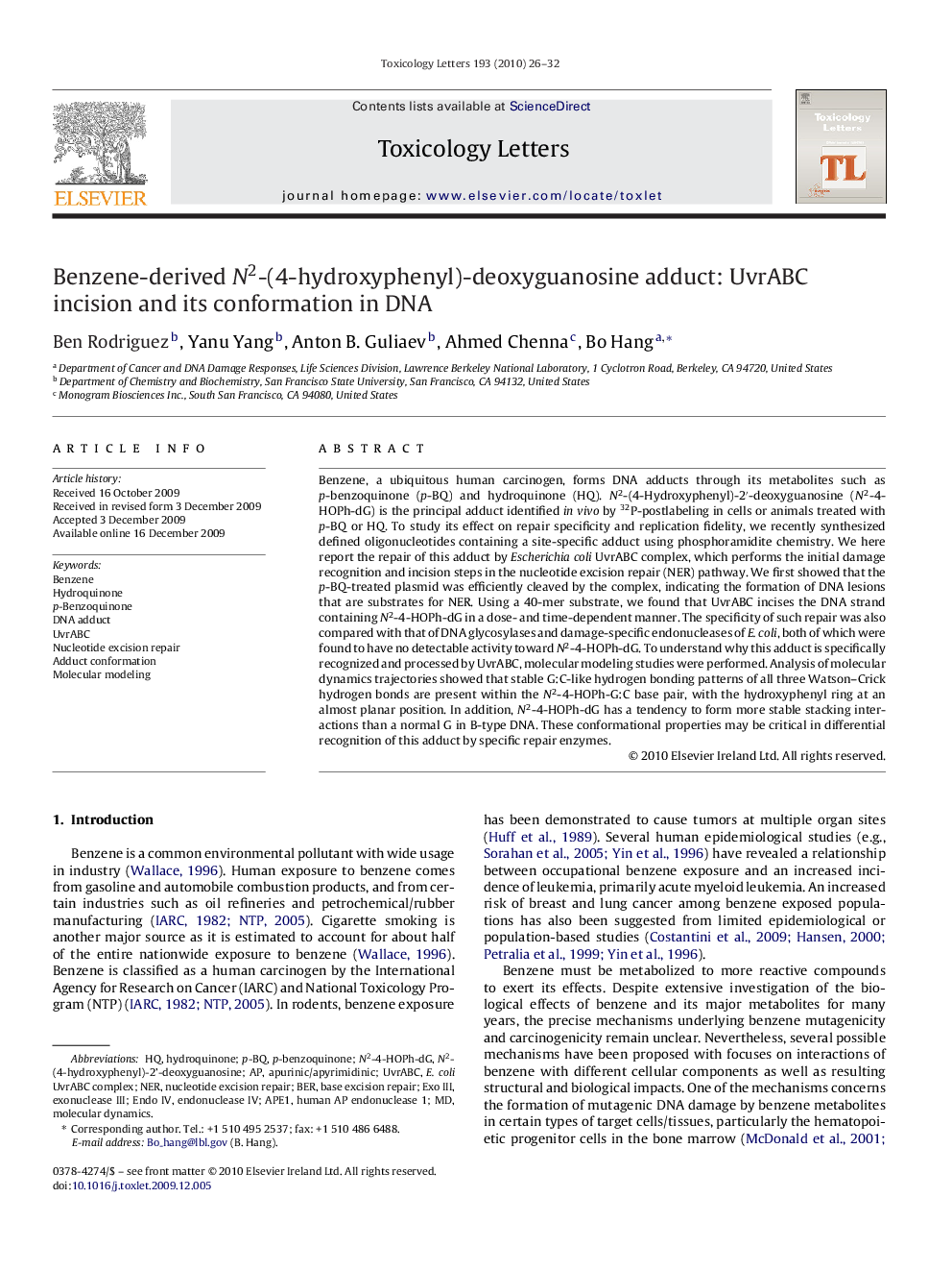 Benzene-derived N2-(4-hydroxyphenyl)-deoxyguanosine adduct: UvrABC incision and its conformation in DNA