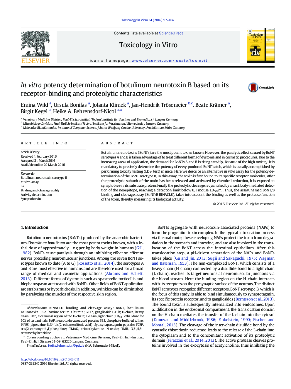 In vitro potency determination of botulinum neurotoxin B based on its receptor-binding and proteolytic characteristics