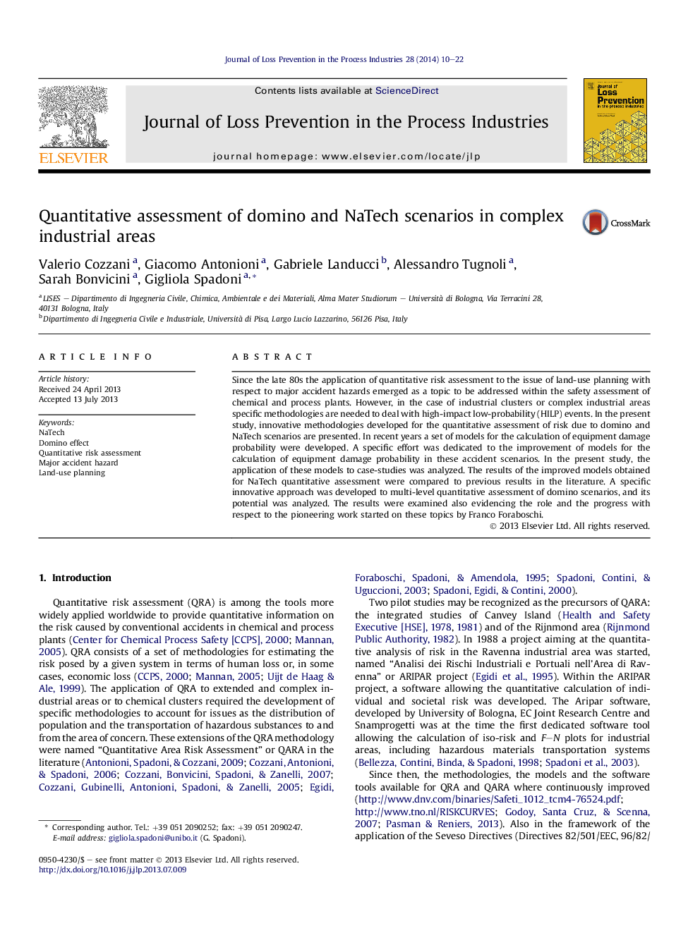 Quantitative assessment of domino and NaTech scenarios in complex industrial areas