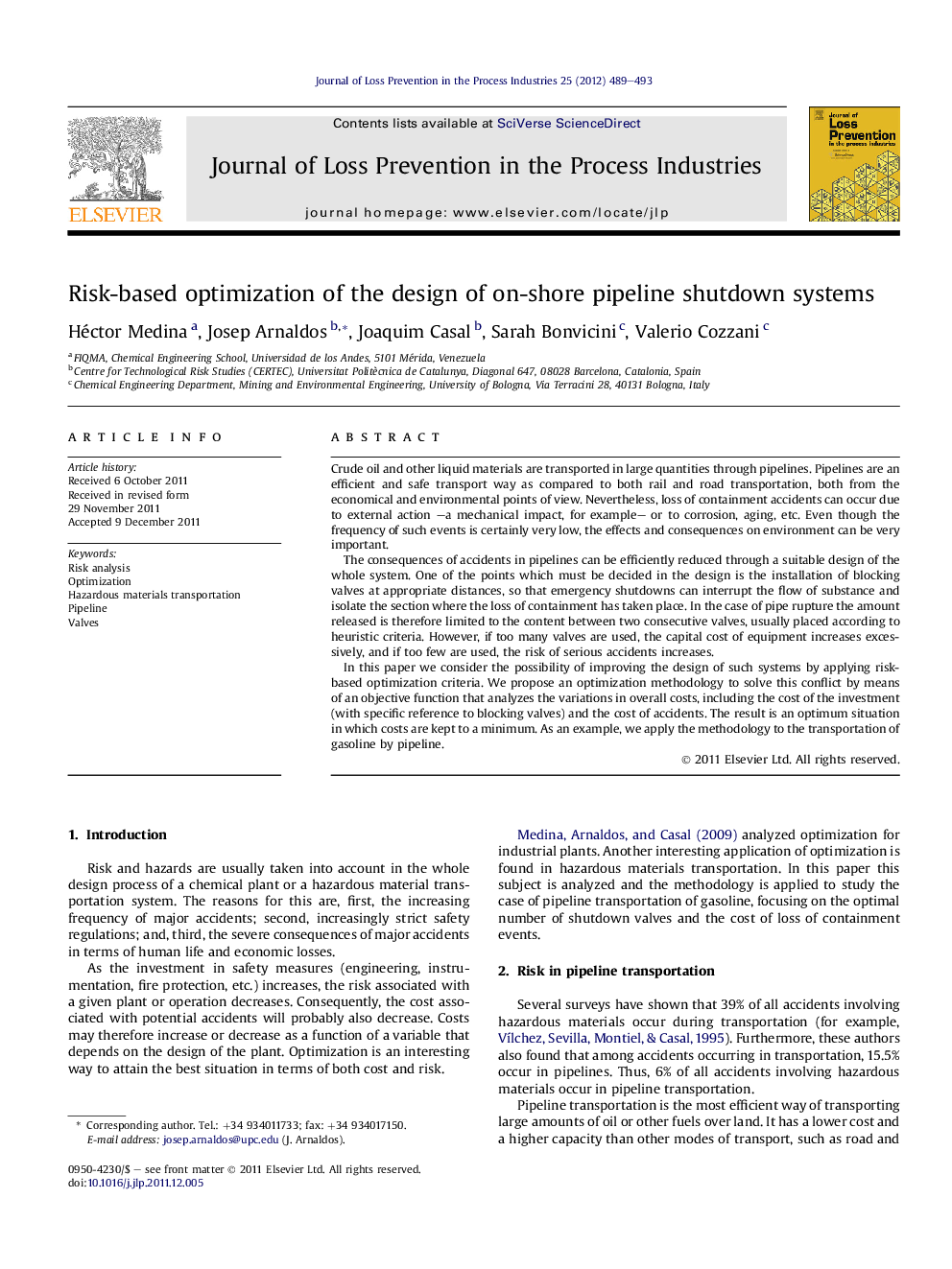 Risk-based optimization of the design of on-shore pipeline shutdown systems