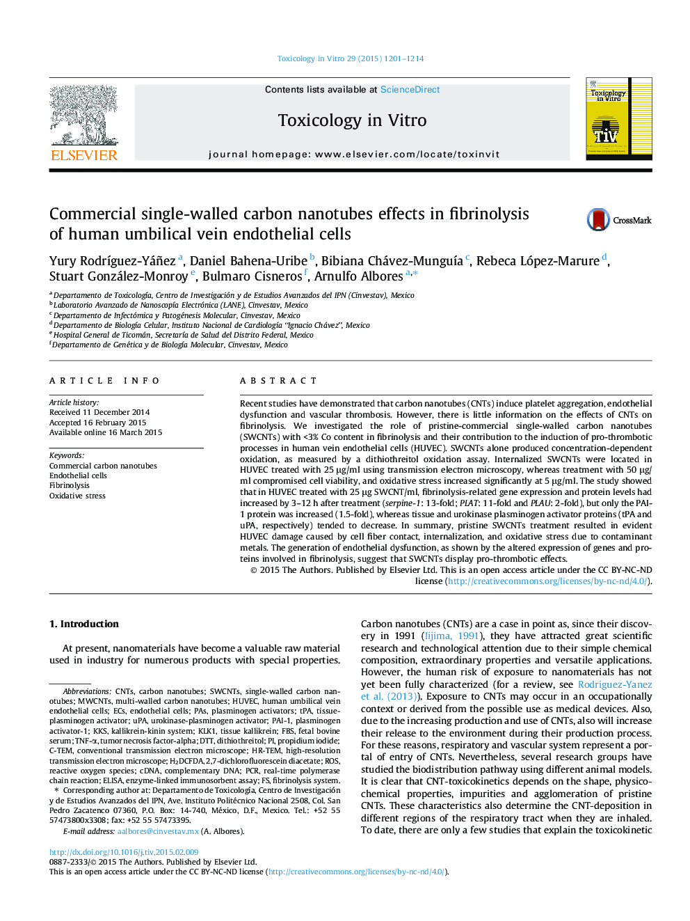 Commercial single-walled carbon nanotubes effects in fibrinolysis of human umbilical vein endothelial cells