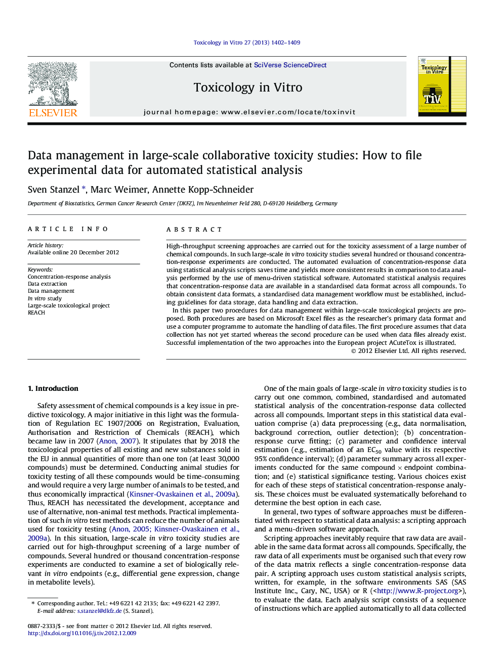 مدیریت داده ها در مقیاس بزرگ مطالعات سمیت مشترک: چگونه داده های تجربی برای تجزیه و تحلیل آماری خودکار 