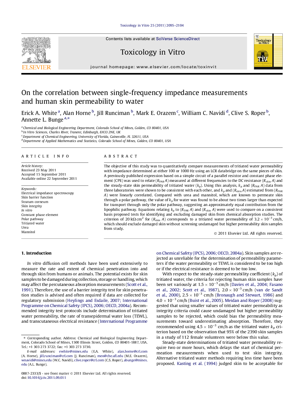 On the correlation between single-frequency impedance measurements and human skin permeability to water