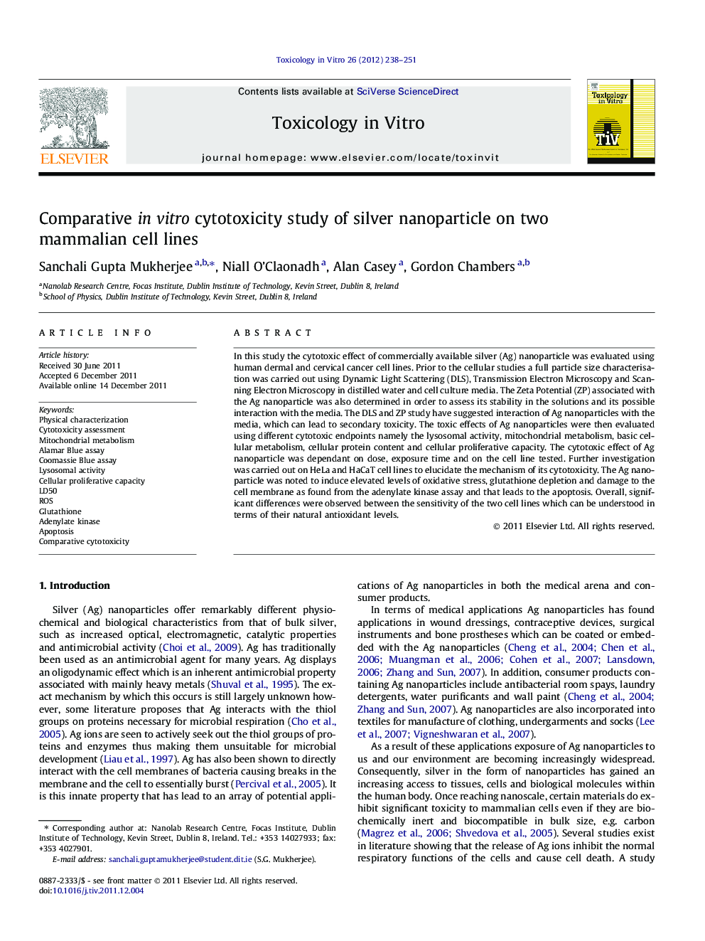 Comparative in vitro cytotoxicity study of silver nanoparticle on two mammalian cell lines
