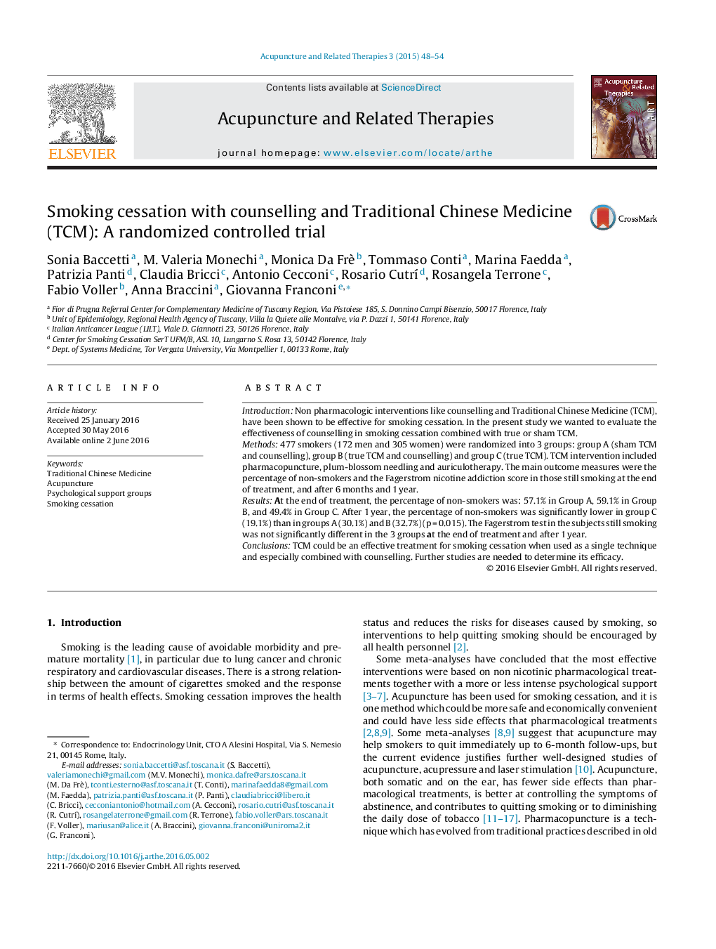 Smoking cessation with counselling and Traditional Chinese Medicine (TCM): A randomized controlled trial