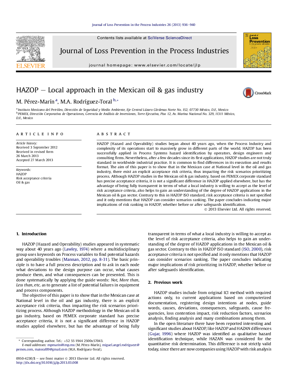 HAZOP – Local approach in the Mexican oil & gas industry