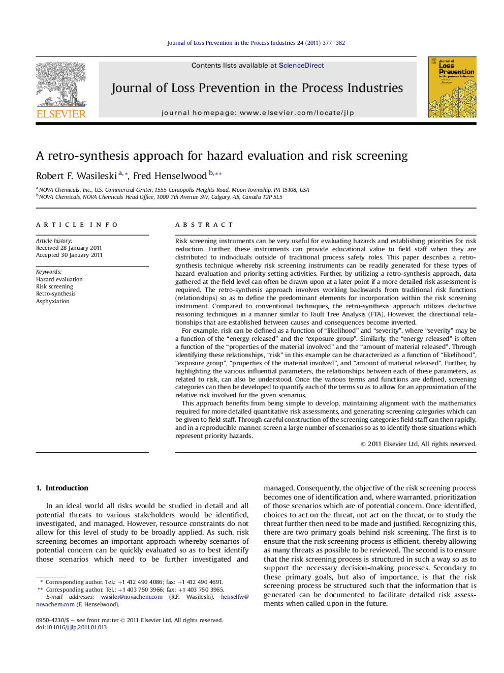 A retro-synthesis approach for hazard evaluation and risk screening