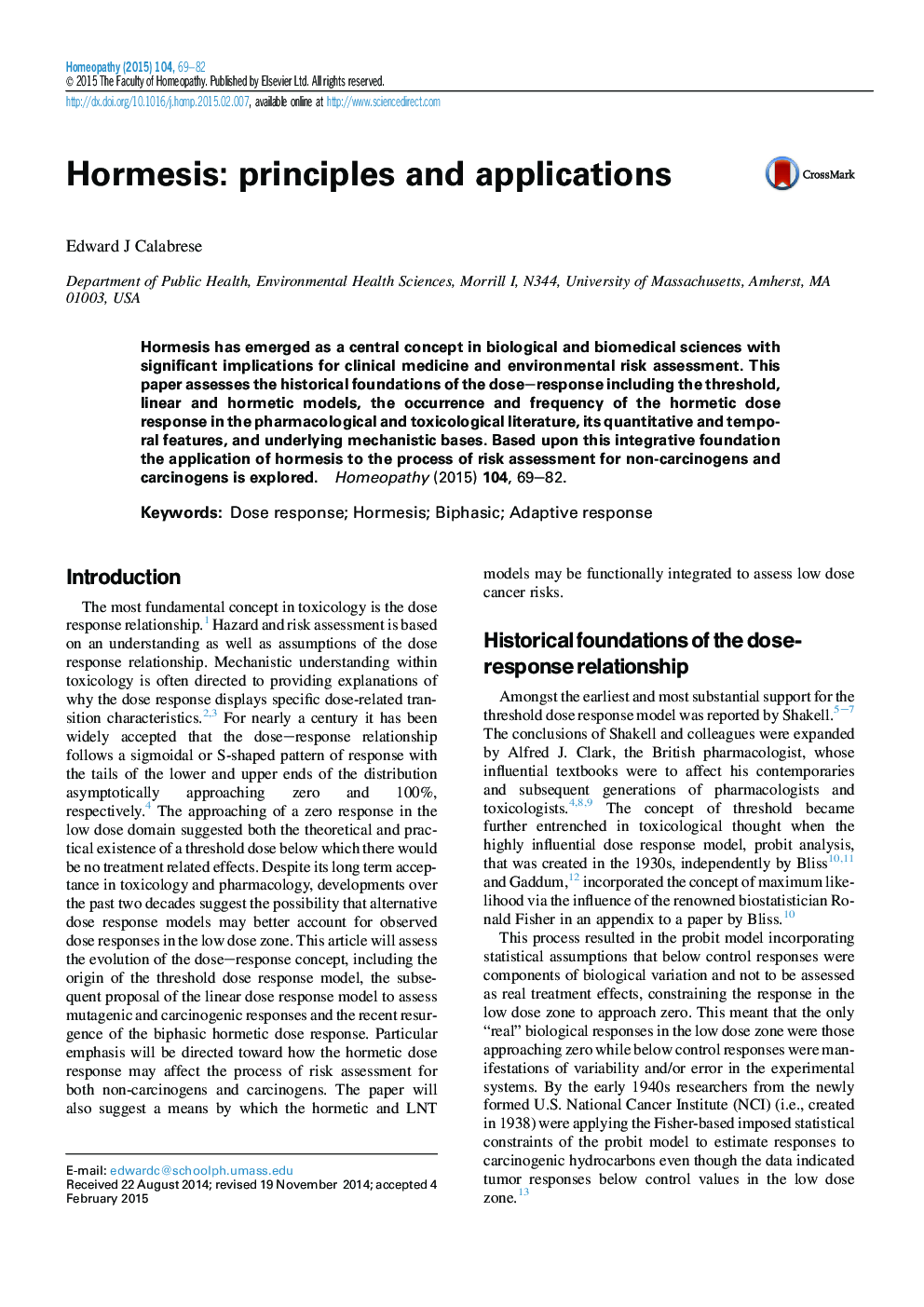 Hormesis: principles and applications