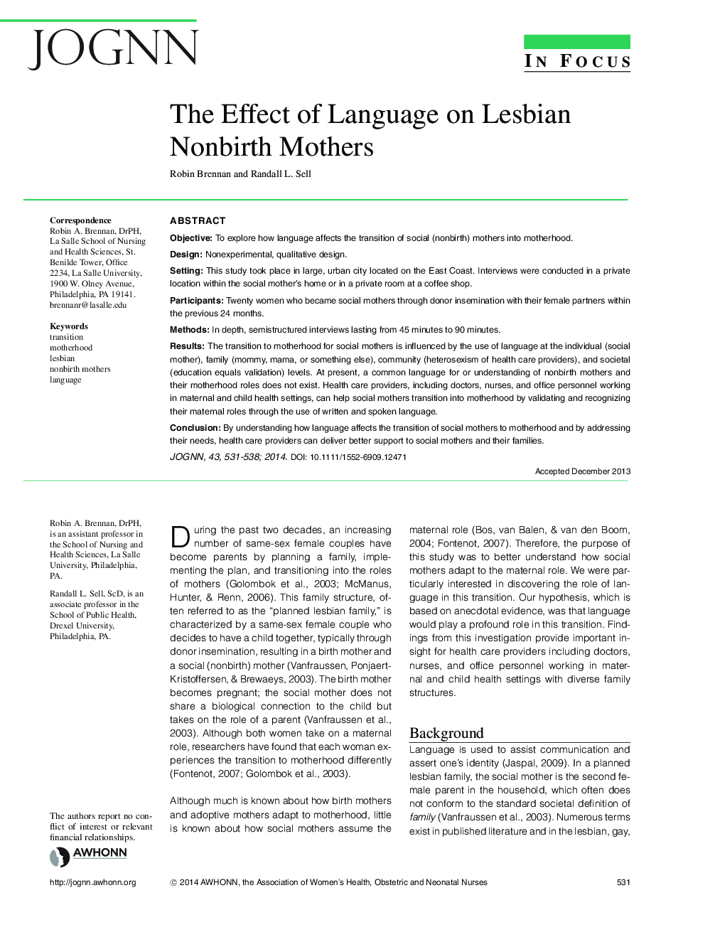 The Effect of Language on Lesbian Nonbirth Mothers