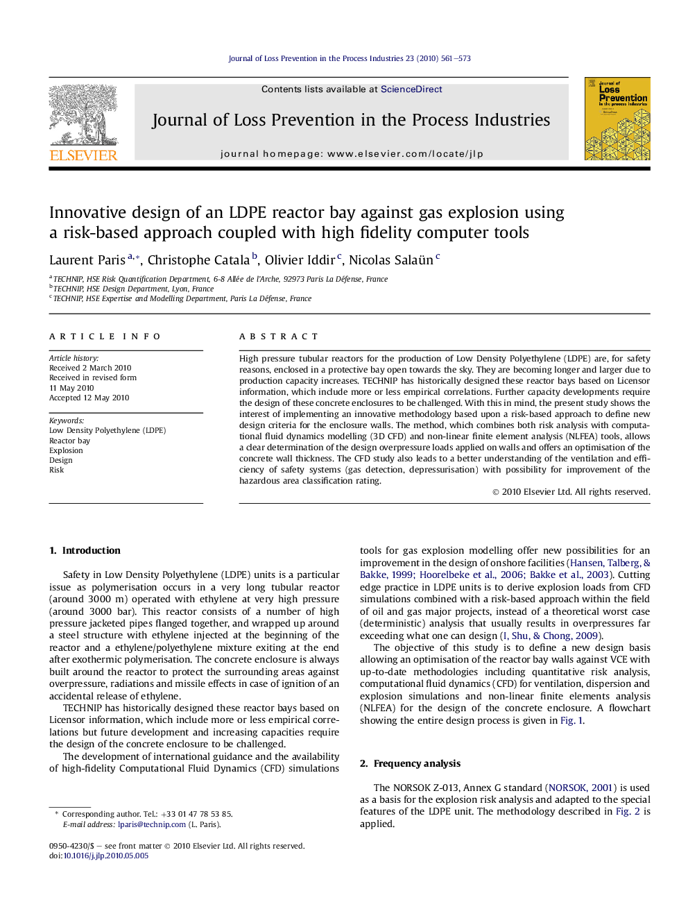 Innovative design of an LDPE reactor bay against gas explosion using a risk-based approach coupled with high fidelity computer tools