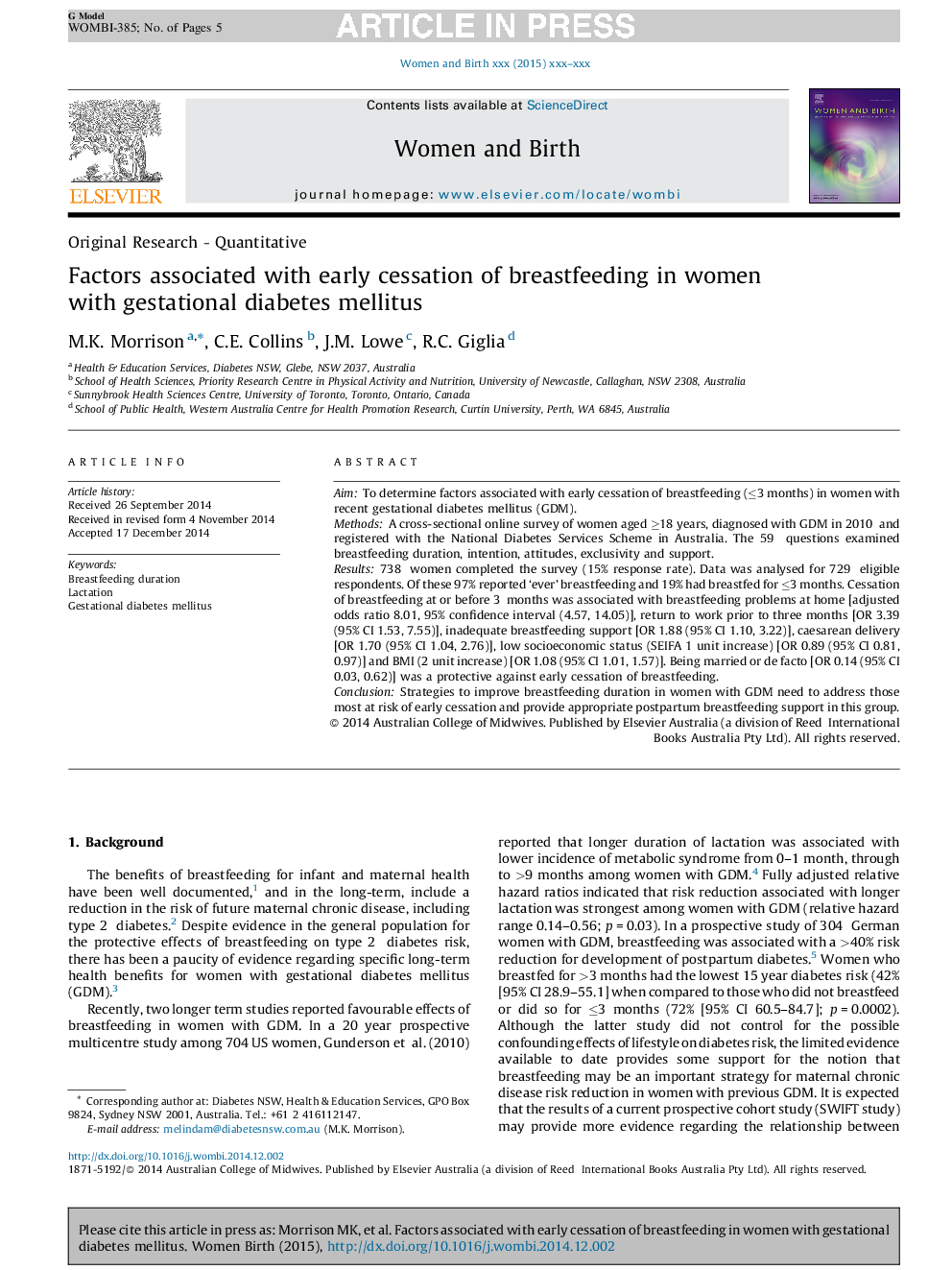 Factors associated with early cessation of breastfeeding in women with gestational diabetes mellitus