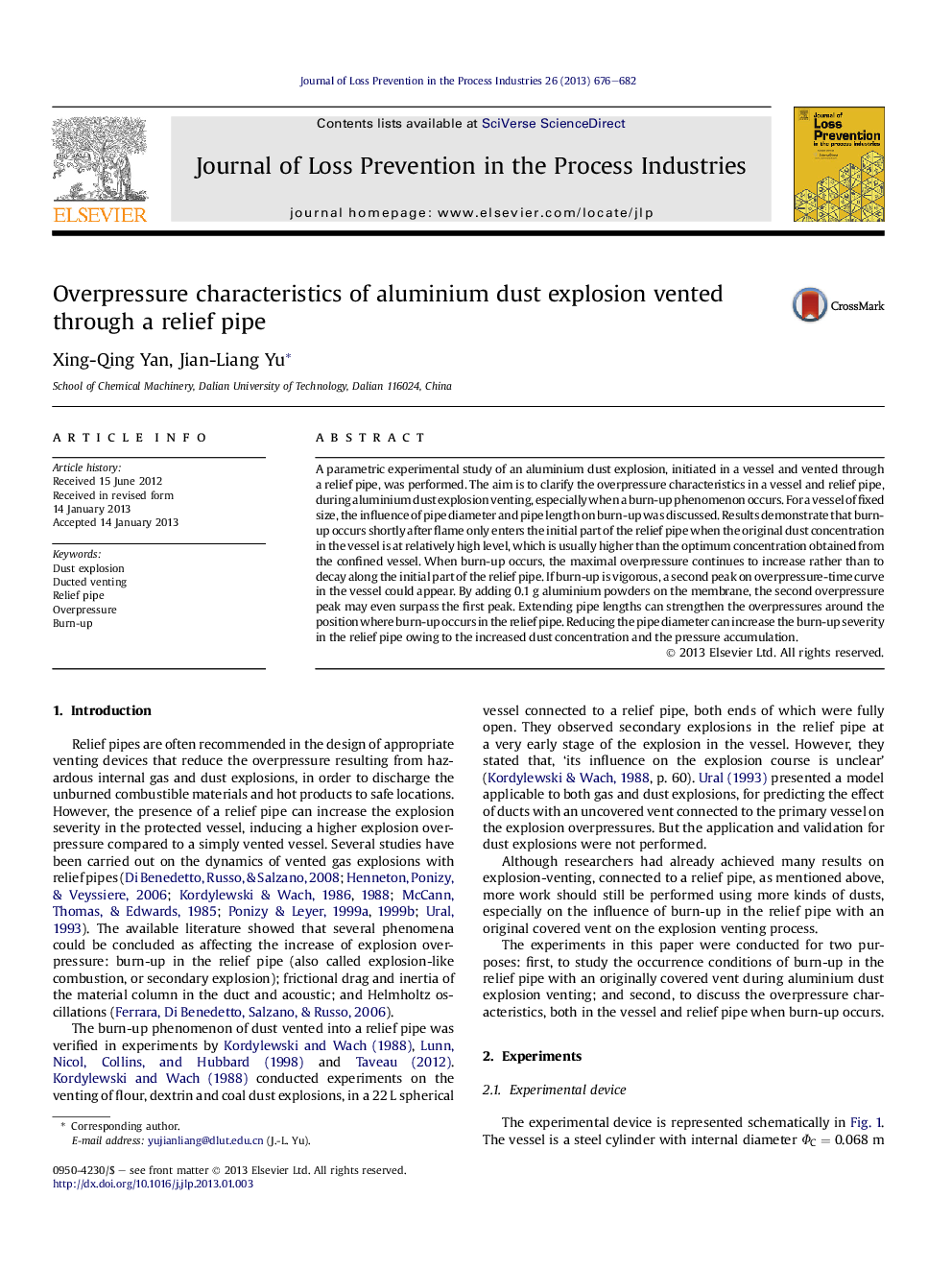 Overpressure characteristics of aluminium dust explosion vented through a relief pipe