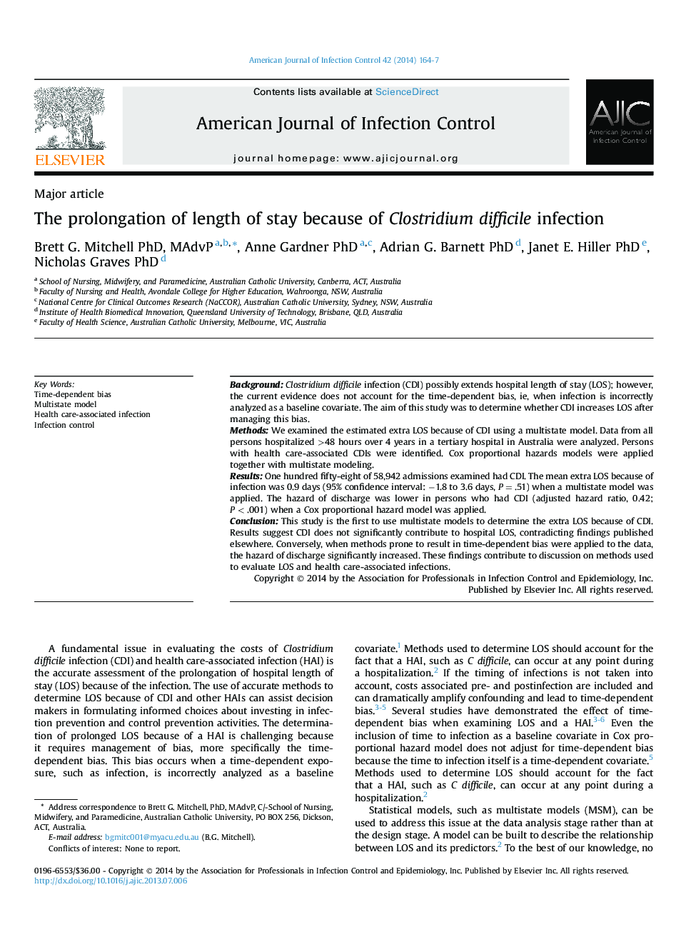 The prolongation of length of stay because of Clostridium difficile infection