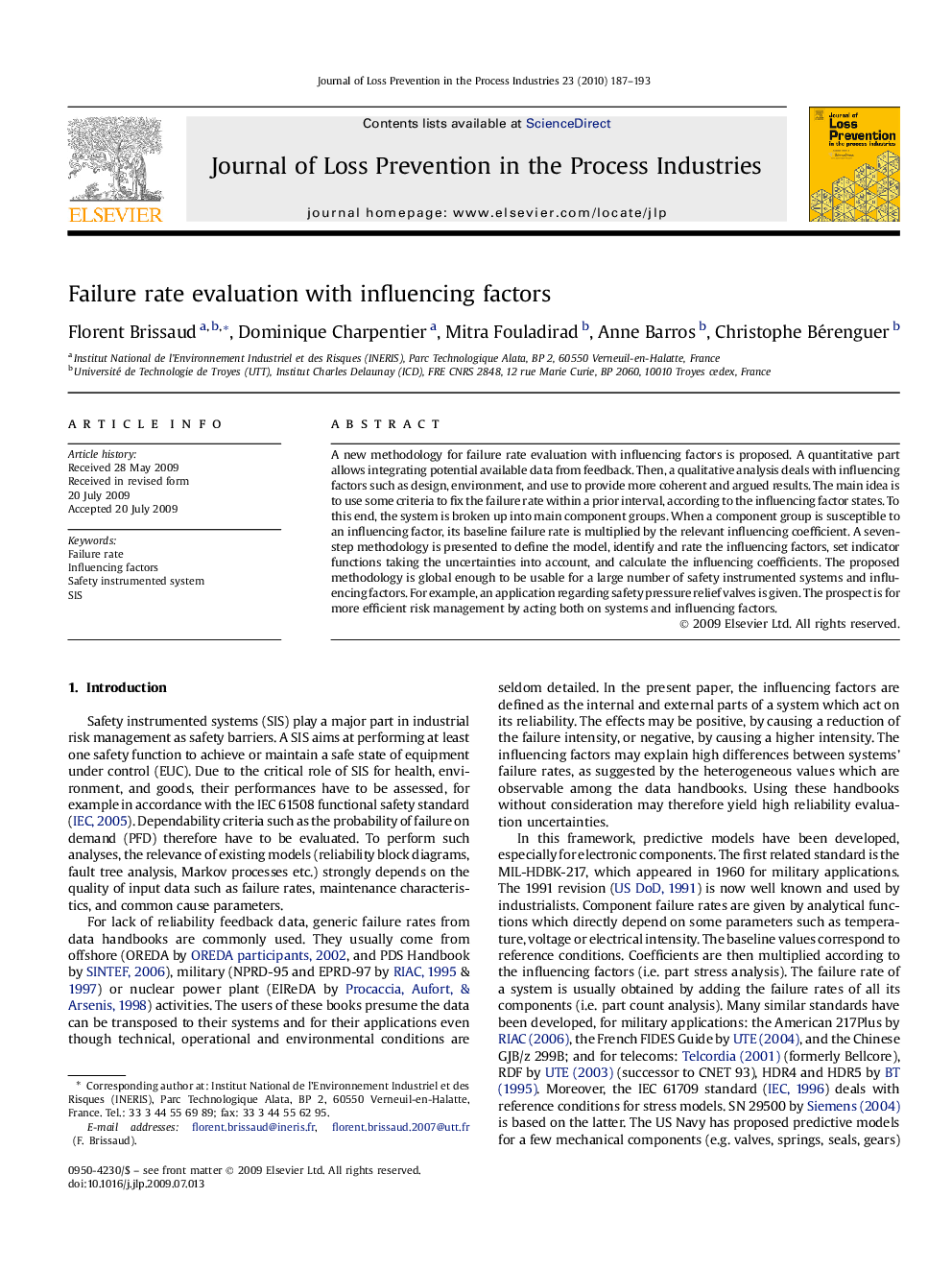 Failure rate evaluation with influencing factors