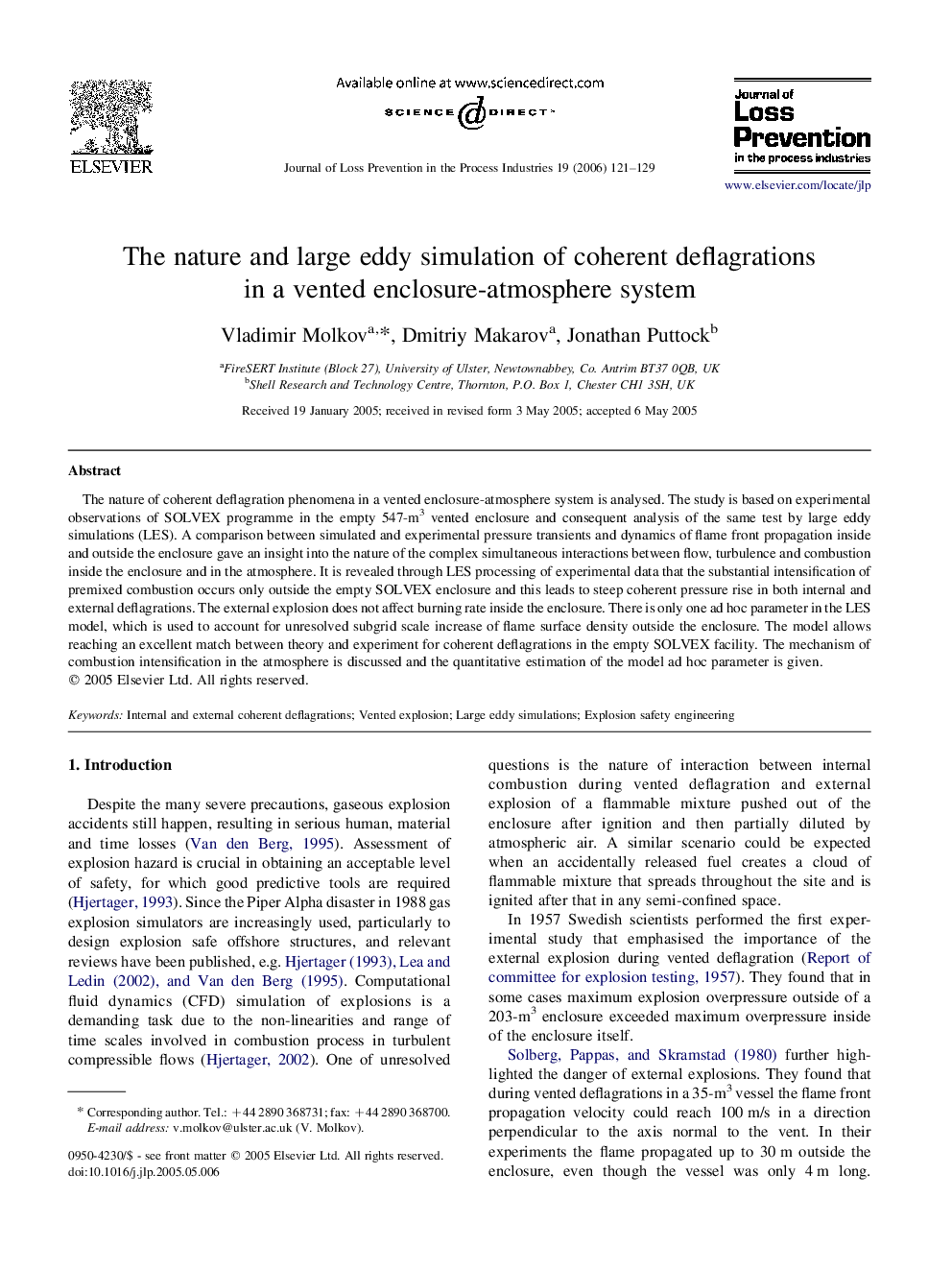 The nature and large eddy simulation of coherent deflagrations in a vented enclosure-atmosphere system