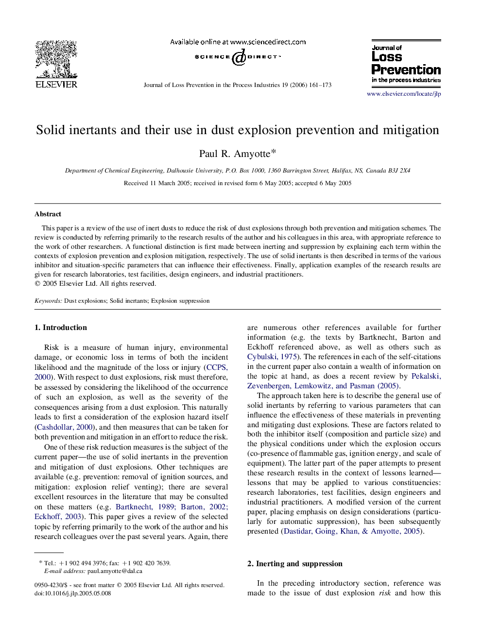 Solid inertants and their use in dust explosion prevention and mitigation