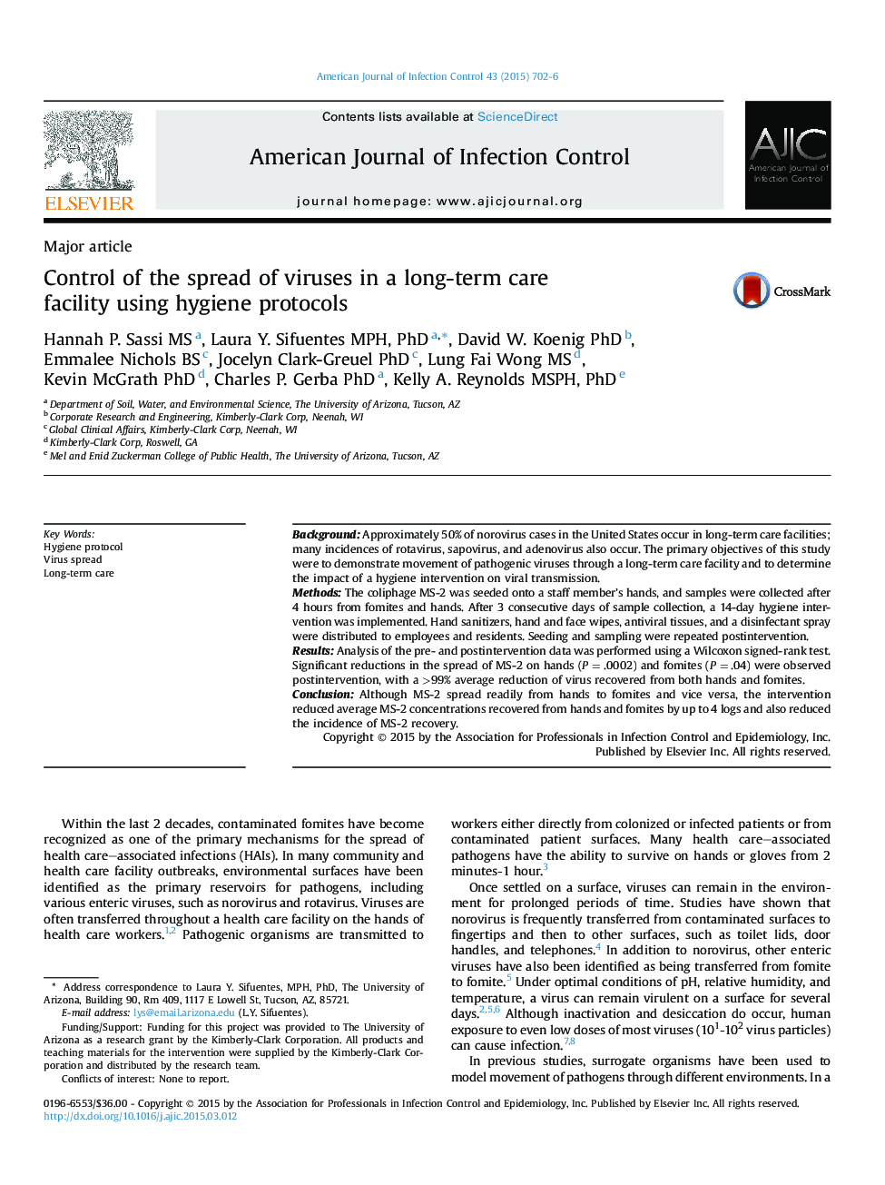 Control of the spread of viruses in a long-term care facility using hygiene protocols