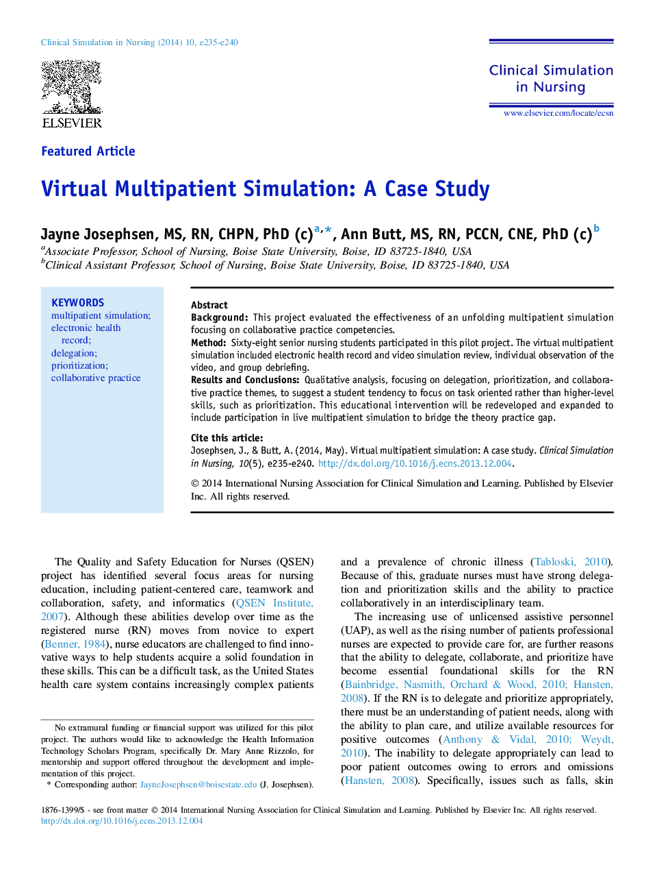 Featured ArticleVirtual Multipatient Simulation: A Case Study