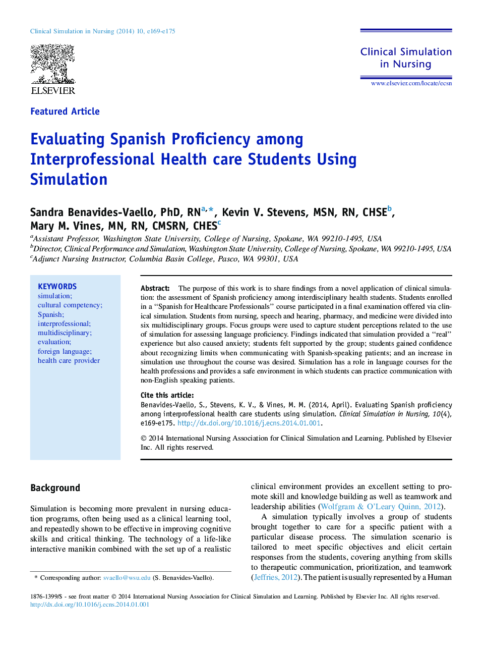 Evaluating Spanish Proficiency among Interprofessional Health care Students Using Simulation