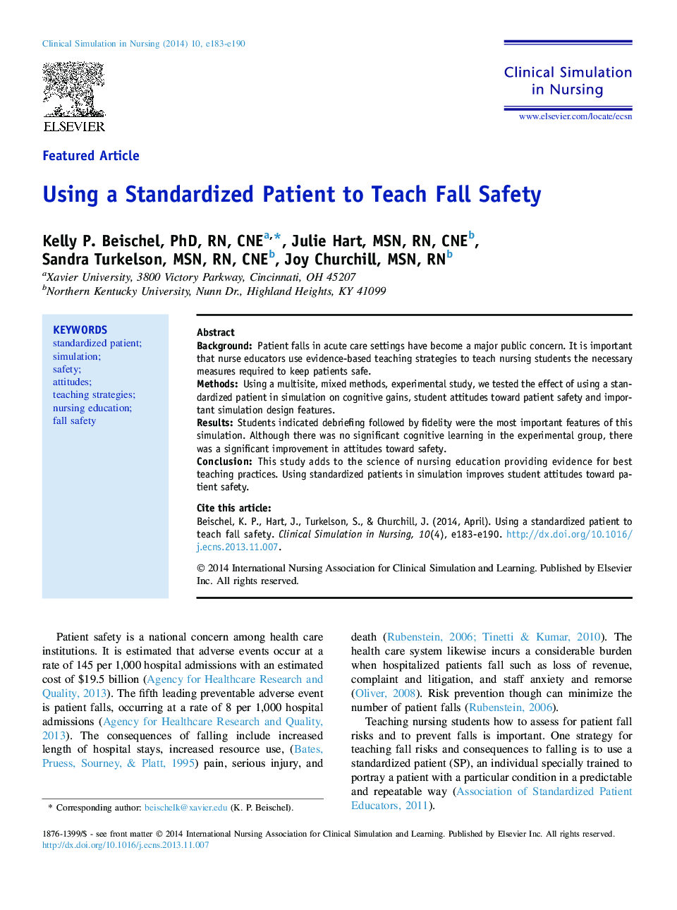 Using a Standardized Patient to Teach Fall Safety