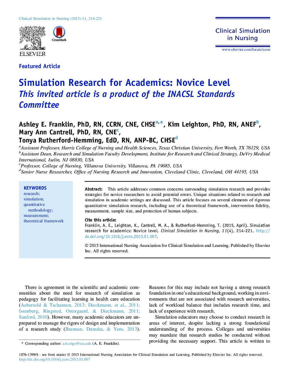 Simulation Research for Academics: Novice Level