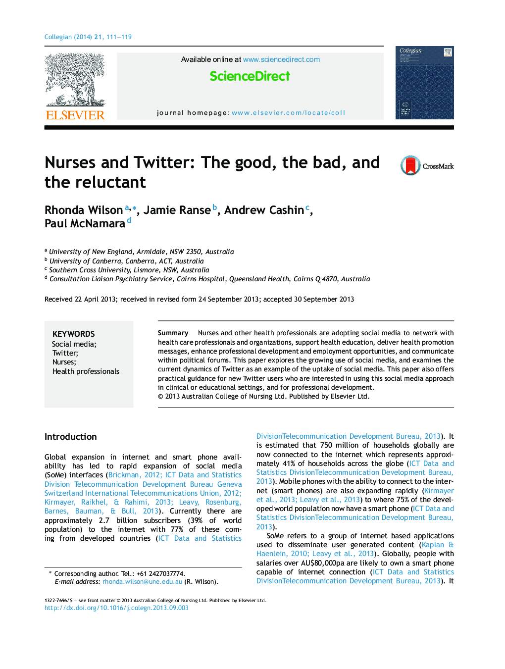 Nurses and Twitter: The good, the bad, and the reluctant