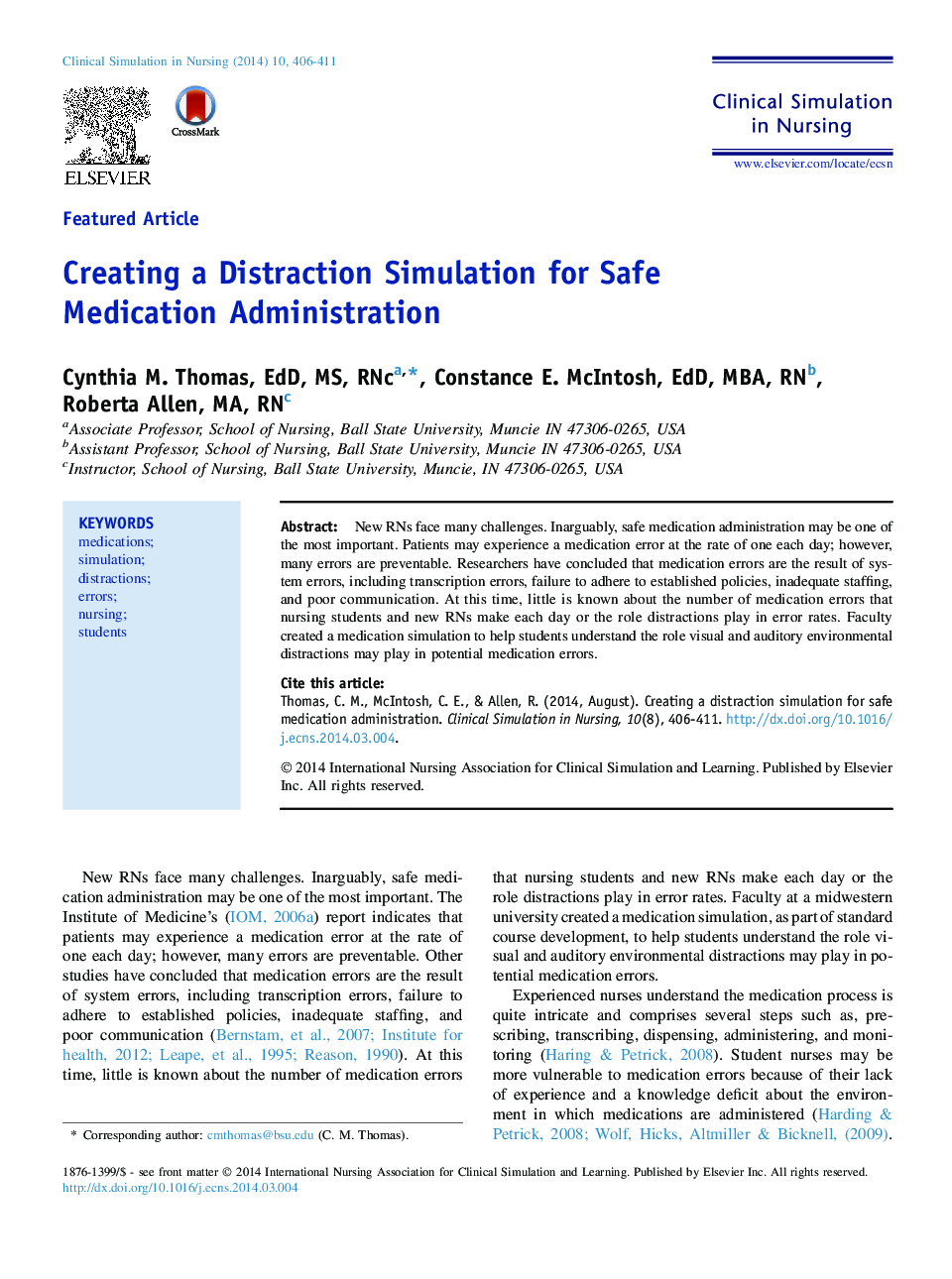 Creating a Distraction Simulation for Safe Medication Administration