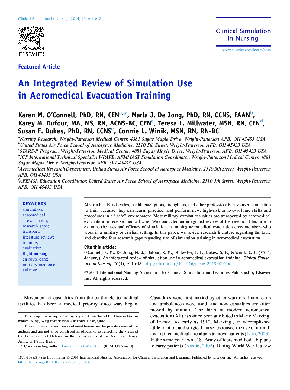 An Integrated Review of Simulation Use in Aeromedical Evacuation Training