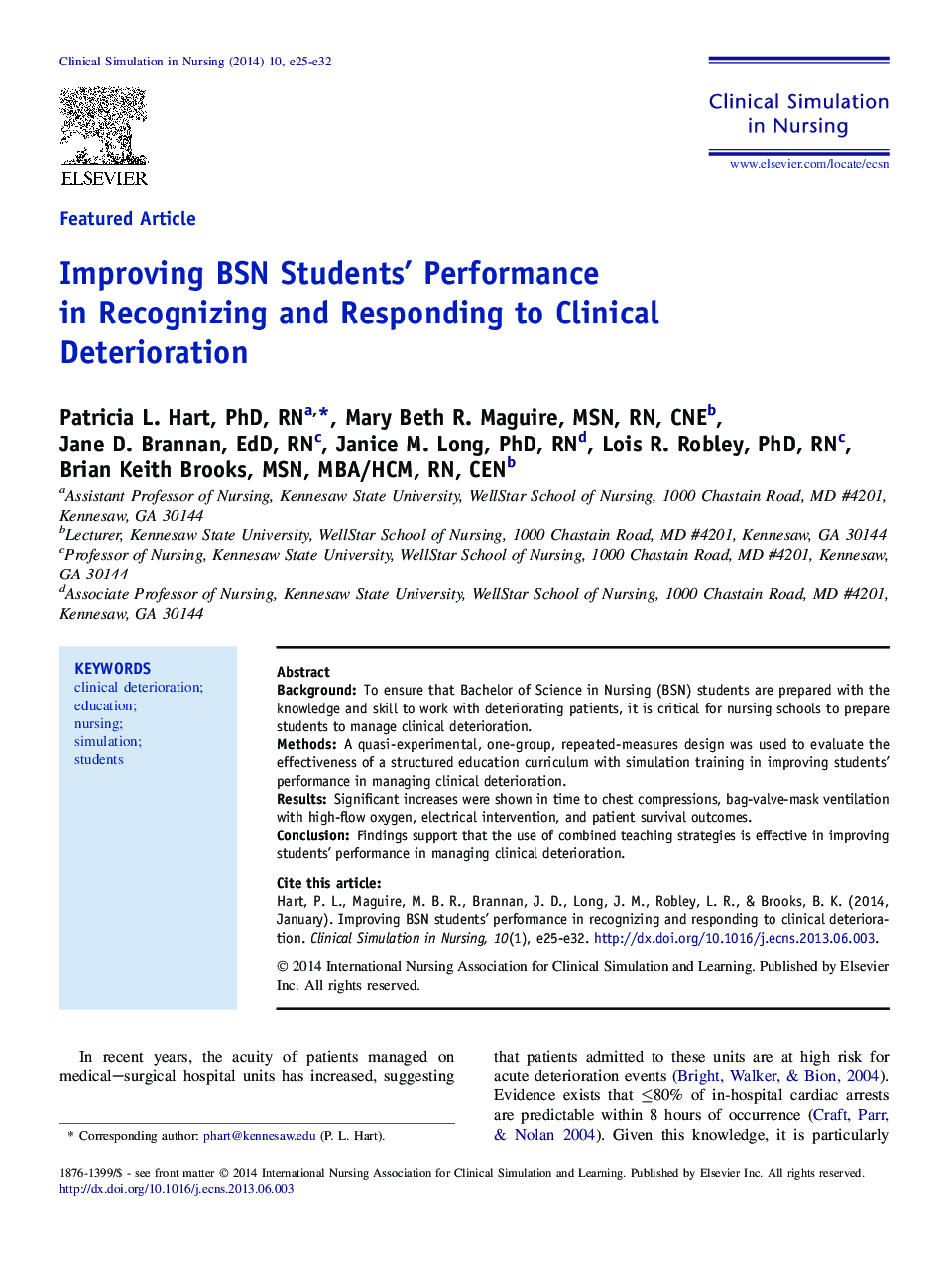 Improving BSN Students' Performance in Recognizing and Responding to Clinical Deterioration