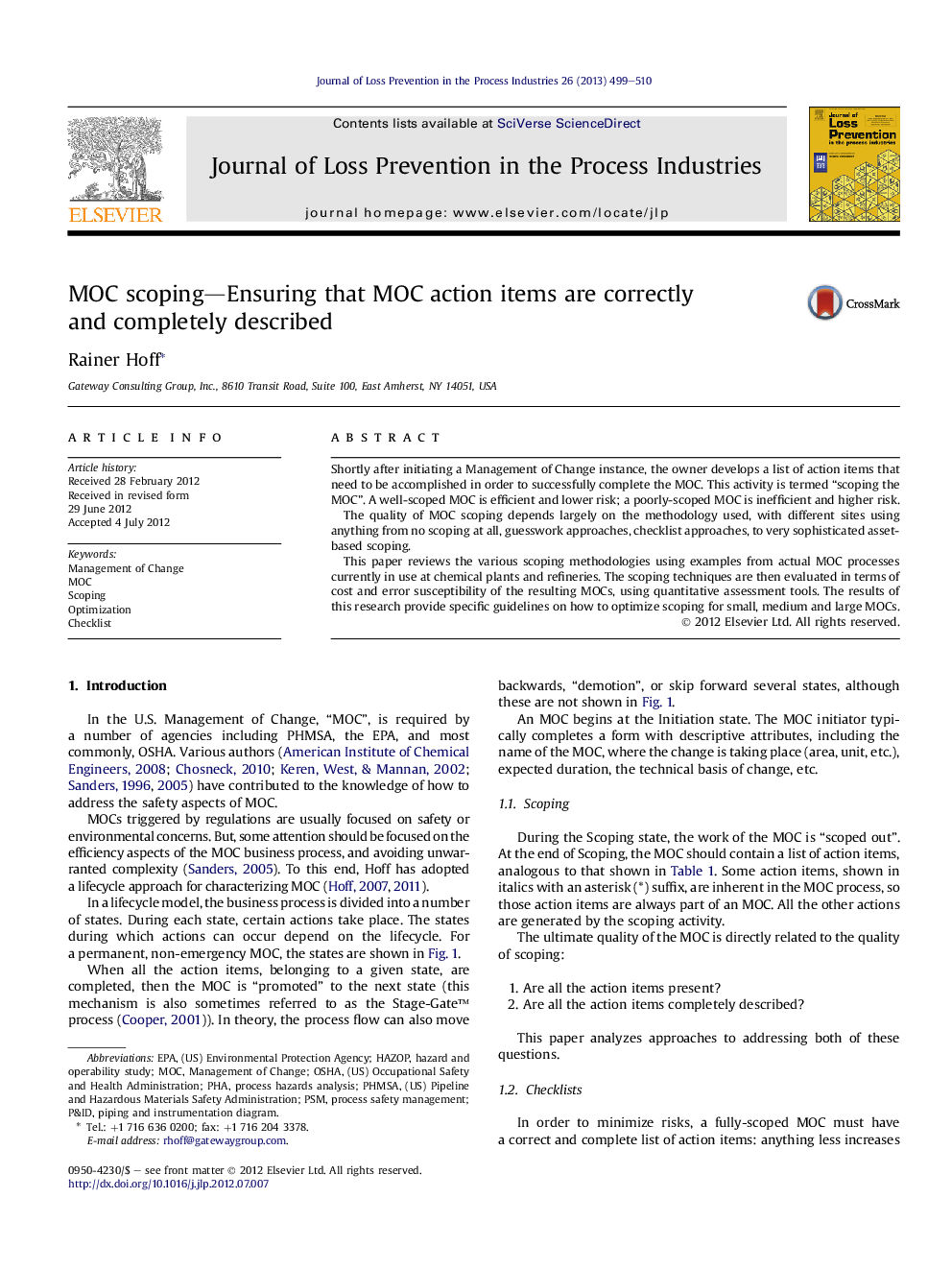 MOC scoping—Ensuring that MOC action items are correctly and completely described