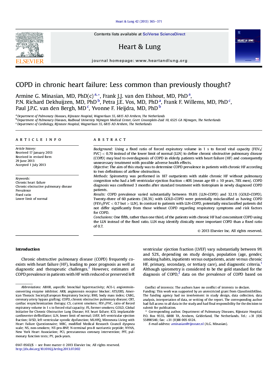 COPD in chronic heart failure: Less common than previously thought?