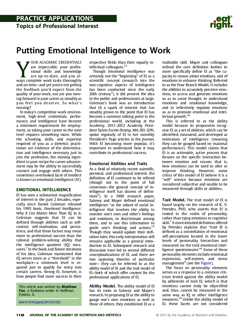 Putting Emotional Intelligence to Work