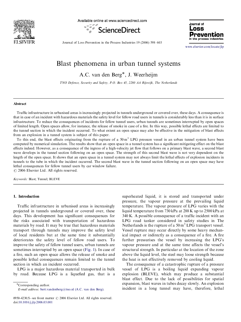 Blast phenomena in urban tunnel systems