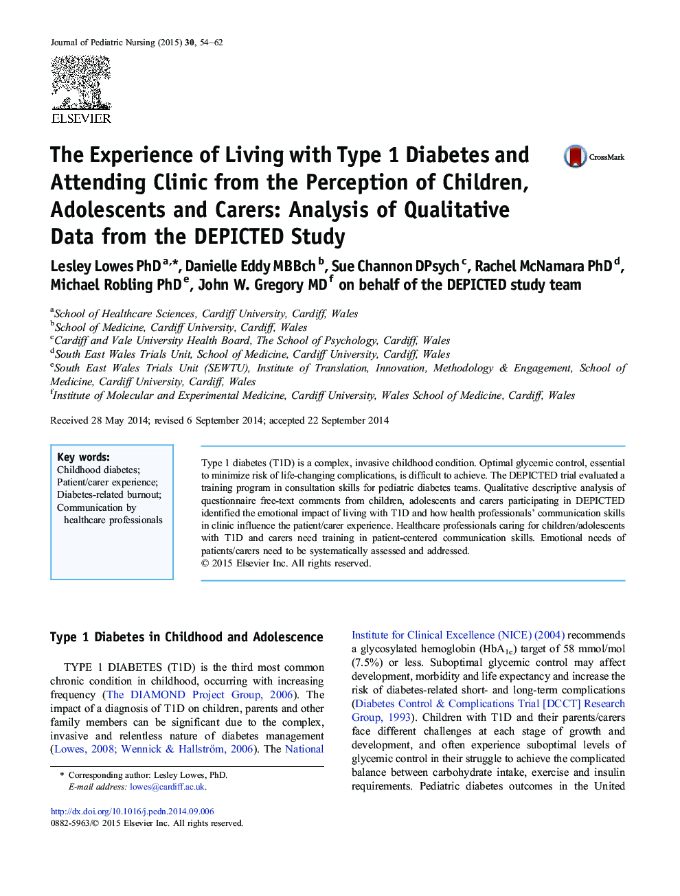 The Experience of Living with Type 1 Diabetes and Attending Clinic from the Perception of Children, Adolescents and Carers: Analysis of Qualitative Data from the DEPICTED Study