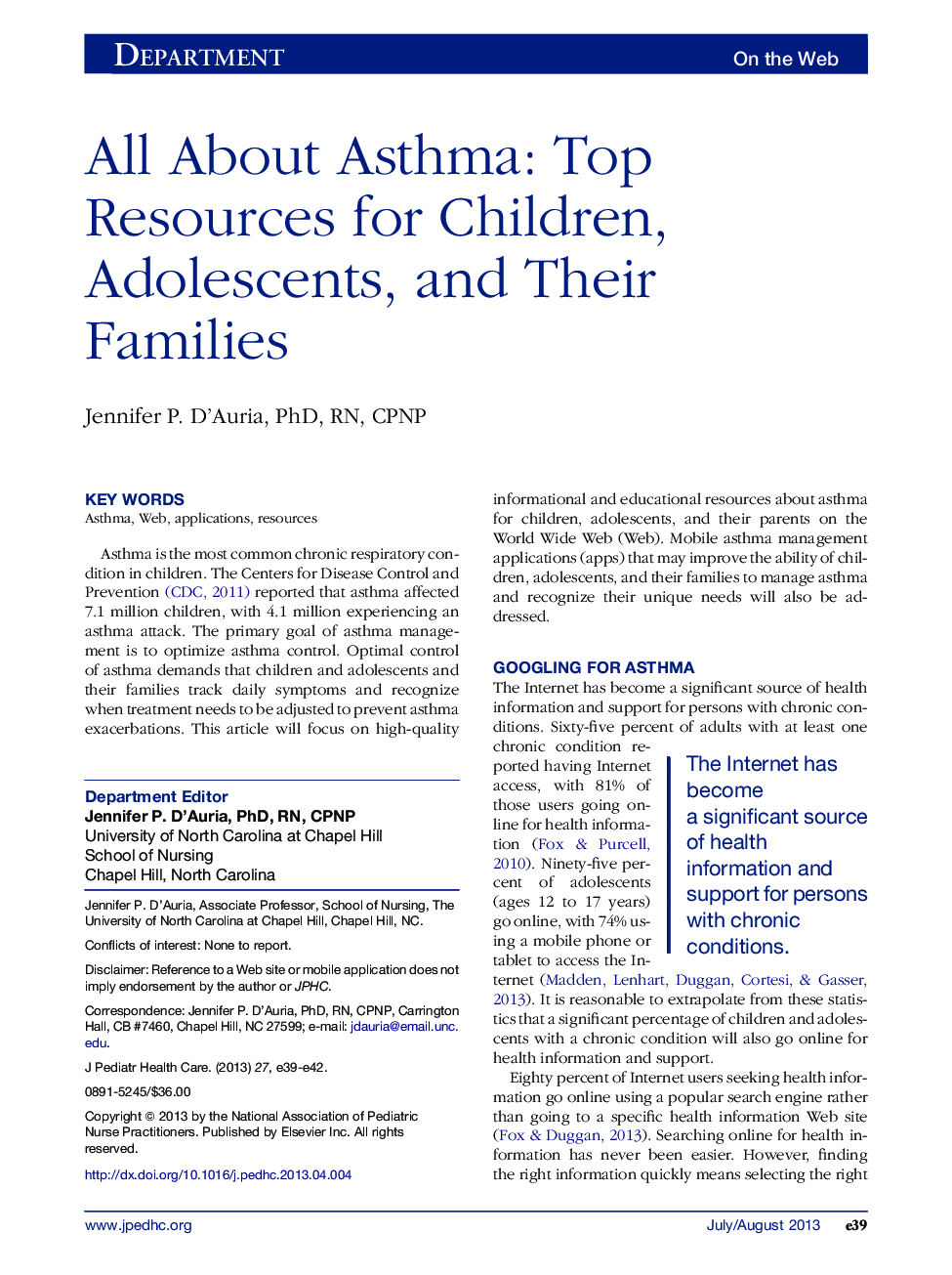 All About Asthma: Top Resources for Children, Adolescents, and Their Families